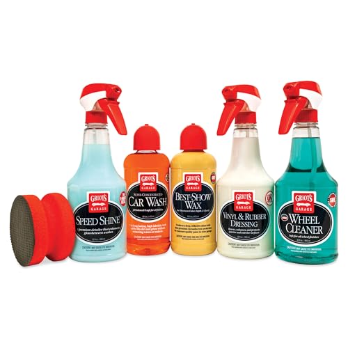 Griot's Garage Starter Car Care Kit, Vehicle Detailing Set, Includes Car Wash, Wax, Vehicle Detailer, Wheel Cleaner, Clay Bar, Vinyl and Rubber Dressing, 11131