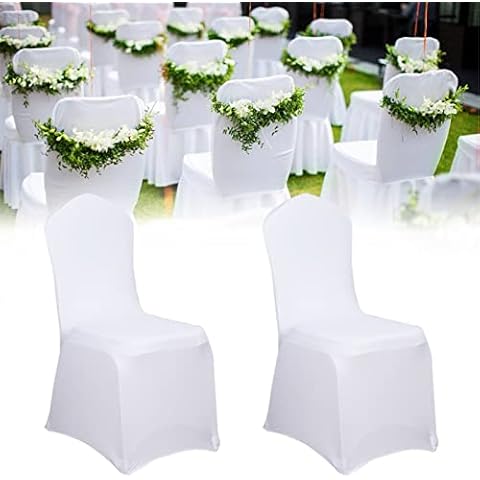 XMTECH Universell Stuhlhussen Stuhl Husse Stretch Weiß Stuhlbezüge Moderne für Hochzeiten und Party Dekoration (100 Stück) Cover