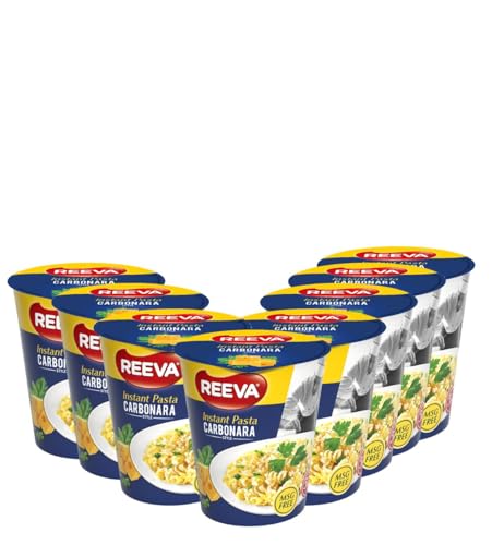 Reeva Pasta Snack Carbonara 70g x 8 | In nur 5 Minuten fertig – Einfach heißes Wasser hinzufügen