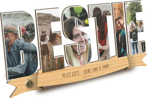 Bestie Geschenk personalisiert - Foto Geschenk Holzbild - Geburtstagsgeschenk beste Freundin, Schriftzughalter, Geschenke Für Bestie, BFF, Beste Freundin für immer, Bestie Geburtstagsgeschenk