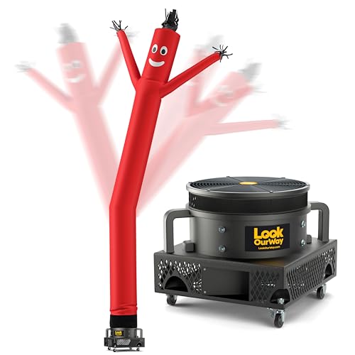 LookOurWay Air Dancers Wacky Waving Inflatable Tube Man Set - 20 Feet Tall Inflatable Dancing Man with Blower for Business Advertising - Red