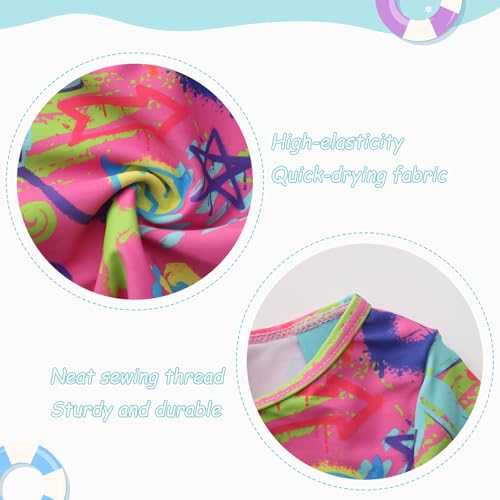 Image of Baby and Toddler Girls One Piece Rash Guard Swimsuits for Girls Long Sleeve Swim Shirts with Sun Protection