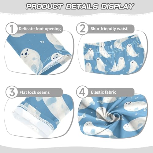 Wusikd Cute Seals Girls' Leggings Toddler Doodles Kids Yoga Pants Dance Active Tights 4T3