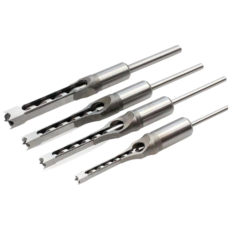 Woodworking Square Hole Drill Bits High Carbon Steel Precision CNC Machined Fast Easy Hole Punching for Hardwoods 6.4mm-19mm Ideal for DIY Lovers Furniture Production (6pcs (6.4+8+9.5+12.7+14+16))