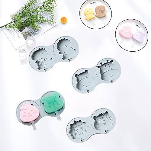GS 4er Eisformen Silikon, Grau Ice Lolly Mold mit Sticks , Eiscreme-Formen-Set aus lebensmittelechtem Silikon, für Eis am Stiel, Eiscreme-Form für Kinder Cover