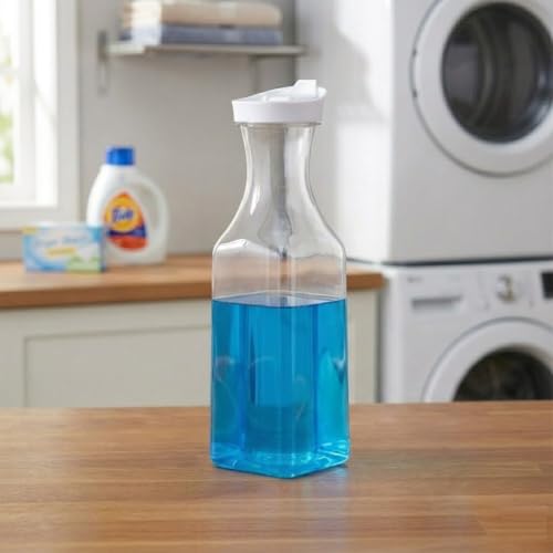 SAJANI Plastic Detergent Carafe With Flip Top Lid, Washing Machine Liquid Storage Pitcher, Large Capacity Laundry Bottle For laundry detergent, Fabric Softener, Or Bleach, Home Use