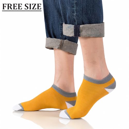 Image of MOMISY Men's Premium Cotton Cushion Ankle length Socks, (Multicolor) Pack of 5 (Free Size)