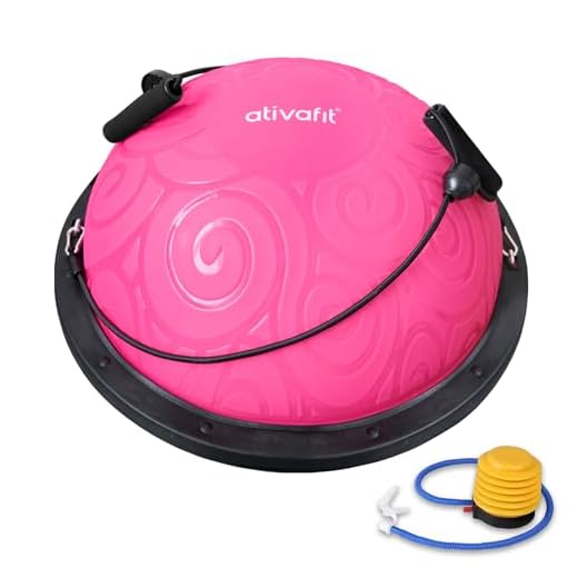 Ativafit - Entrenador de equilibrio de media pelota con correas para yoga, balón de equilibrio antideslizante para entrenamiento en casa, fitness, ejercicio, entrenamiento de fuerza, gimnasio, Rosado