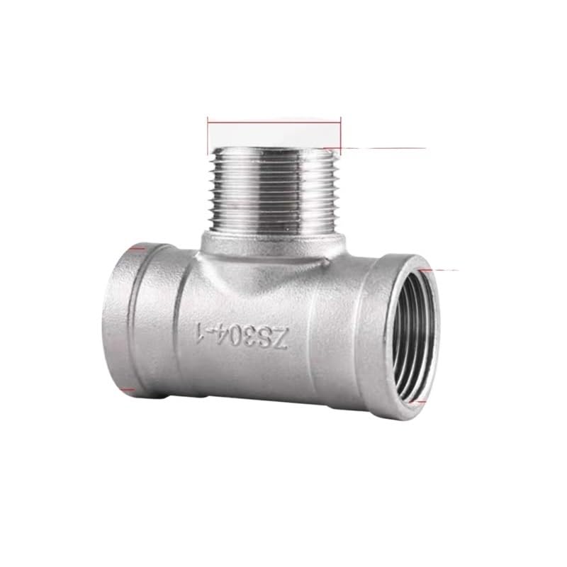 Raccord en T 3 voies en acier inox 304 robuste avec filetage mâle femelle 1-1/4"