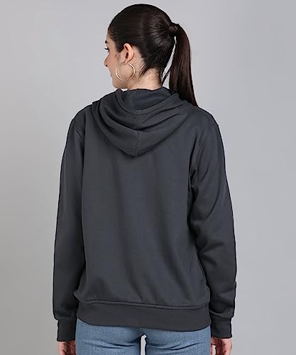 Image of Alan Jones Clothing Women's Solid Zipper Hooded Sweatshirt | Front Zip, Ribbed Hem, Lined Hood, Casual Winter Wear