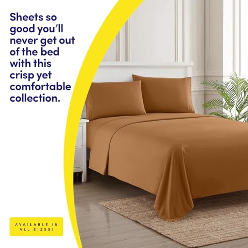 Image of 1500 Supreme Collection Full Sheet Sets Mocha Brown - Luxury Hotel Bed Sheets and Pillowcase Set for Full Mattress - Extra Soft, Elastic Corner Straps, Deep Pocket Sheets, Full Mocha Brown