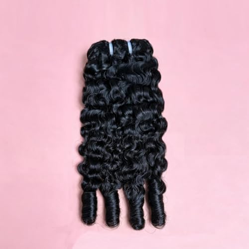 Burmese Curly Bundles Human Hair 1Pcs 14Inch Curly Human Hair Bundle with Spiral End 12A Unprocessed Virgin Hair Quick Weave for Women Natural Black (1B# Black Color 1Pcs, 14)