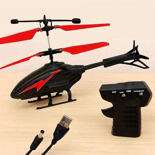 Image of Gravity Sensor Helicopter Toy for Boys with Safety Sensor, Indoor Palm Sensing, Rechargeable with LED Lights I Pack of 1 (Black Red Gun)