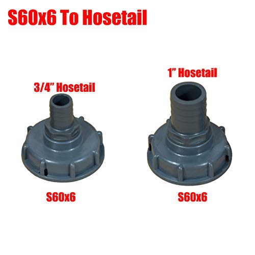 IBC Adapter, S60x6 to 3/4" Hosetail IBC Tank Adapter Connector Replacement Valve Fitting for IBC Garden Water Containers - Image 2
