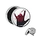 Treuheld | Ohrstecker zum Schrauben - blutige Rock n ROLL Finger - Hand - Motiv Fake-Plug Ø 10mm Silber - Edel-Stahl Ohr-Ringe - Chirurgen-Stahl 316L Fake-Tunnel - Gewinde Ohr-Stecker