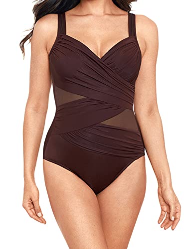 Miraclesuit Women's Swimwear Network Madero Underwire Bra Tummy Control One Piece Swimsuit, Sumatra Brown, 14 #TOP1