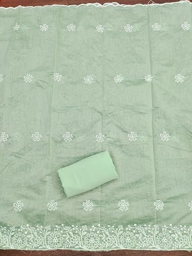 Image of Women's Heavy Cotton Embroidery Panel Work Unstitched Salwar Suit Dress Material With Cotton Work Dupatta