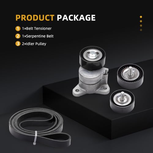 Image of Belt Tensioner Serpentine Belt Idler Pulley Kit Fit for Jeep Patriot /Compass, for Dodge Avenger /Caliber /Journey 2008-2017, for Chrysler 200 /Sebring 2007-2014, 1.8L /2.0L /2.4L L4, OE#39053, 36322