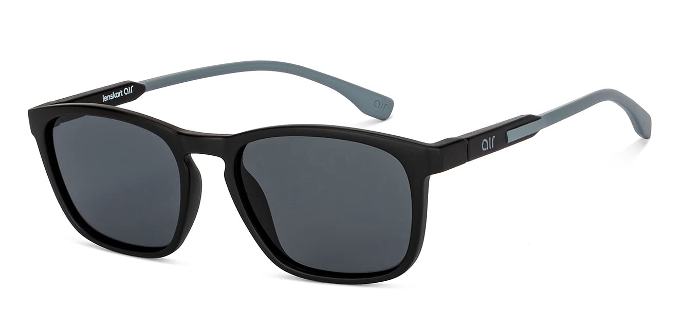 VINCENT CHASE EYEWEAR By Lenskart | Black Grey Full Rim Square Branded Latest And Stylish Sunglasses | Polarization And 100% Uv Protected | Men & Women | Medium | La S13164