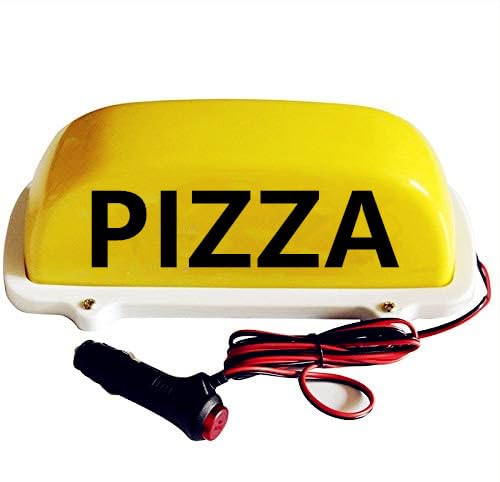 BADASS SHARKS PIZZA Car Roof Taxi Top Sign Taxi Display Signal Indicator Lights 12V Waterproof Light Lamp Taxi Cab Roof Top Sign Topper Shells Sticky Roof Lamp (Yellow)