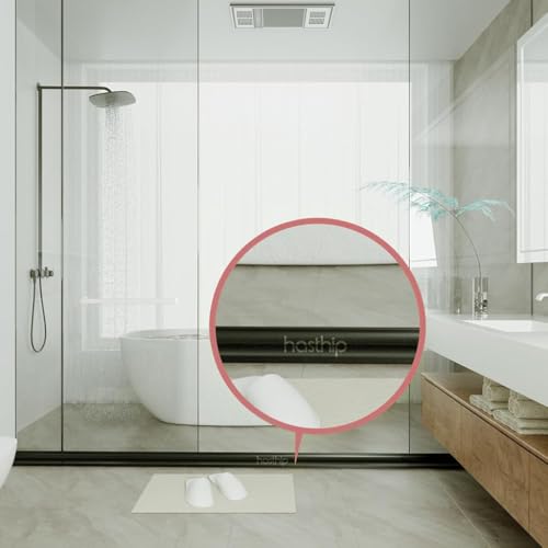 Image of HASTHIP 1M Silicone Water Stopper with Glue Collapsible Threshold Water Dam Barrier Strip for Shower, Self-Adhesive, Bathroom Tub Water Retaining Stopper Bendable, Dry and Wet Separation Strip