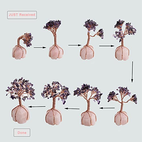Mookaitedecor Amethyst Crystal Tree, Raw Crystals Rose Quartz Base Bonsai Money Tree For Wealth And Luck #TOP2