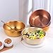 DOCBLACK Stainless Steel 80 oz Large Salad Bowl Set with Serving Utensils, 12 Inch Salad Spoon and Fork, Gold, Modern Style, Extra Large Capacity, Dishwasher Safe