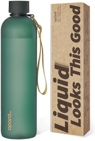 Opard Slim Trinkflasche 1l, Kohlensäure geeignet Wasserflasche, Water Bottle Spülmaschinenfest, BPA frei Plastik, Auslaufsicher Schraubverschluss, Flasche Sprudel geeignet Für Spor