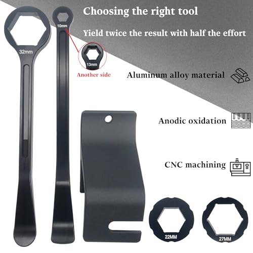 Image of 10mm /0.39''13mm /0.51''22mm /0.87''27mm /1.06''32mm /1.26''Tire Iron Lever Tool Spoon Motorcycle Tire Change Kit Wrench Set Bead Buddy Kit Tire Repair Tool for Bike EXC SX XC EXCF Dirt Pit Bike (Black)