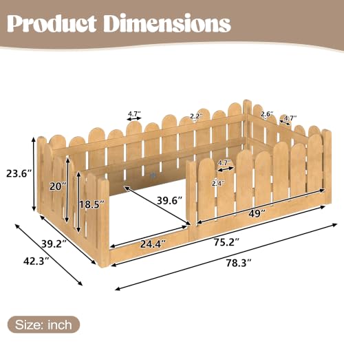 Image of Bellemave Twin Size Kids Montessori Floor Bed,Floor Bed Frame with Rounded Safety Guardrail,Solid Wood Montessori Bed for Girls Boys,Natural