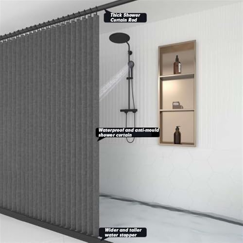 Cortina de ducha de lino impermeable 100x200 para baños modernos ordenados 6