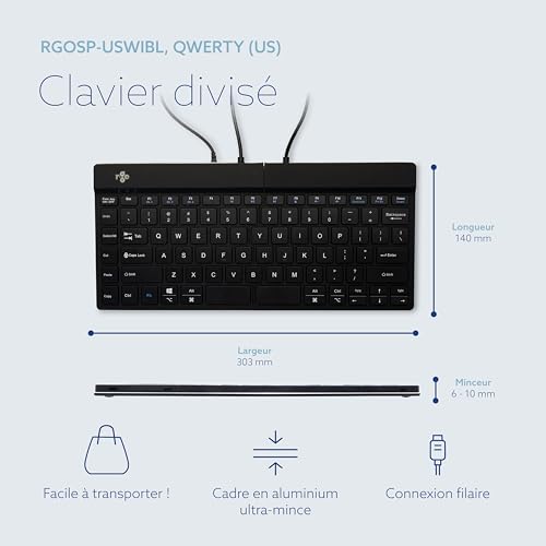 Clavier ergonomique premium ultra mince R-Go Split configuration QWERTY