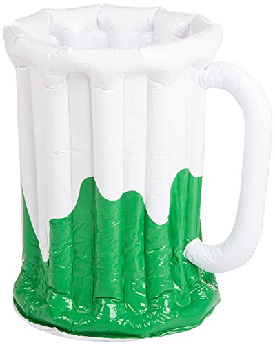 Beistle Inflatable Green & White Beer Mug Cooler, 27” x 18”, Holds approx. 48 12 oz. Cans – Inflatable Cooler for Parties, Drink Container for Parties, Beverage Cooler, St. Patrick’s Day Drink Cooler