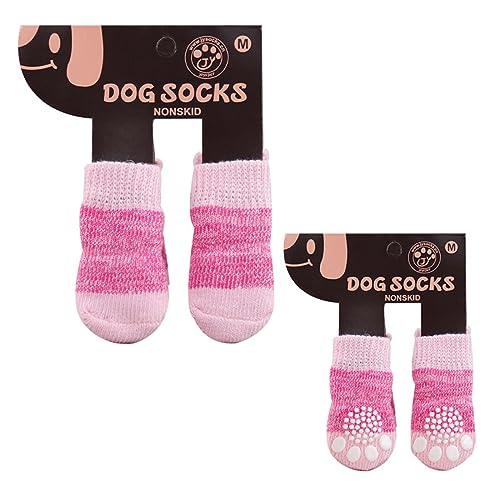 DRAGONRUN 2Pairs Dog Shoes Knitted Socks for Hot Pavement Adjustable Cartoon Socks for Large & Pets Paw Protector