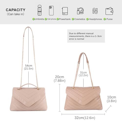 Image of Women Shoulder Bag, Fashionable Quilted Vegan leather Crossbody Purses with Adjustable Chain Designer Purses