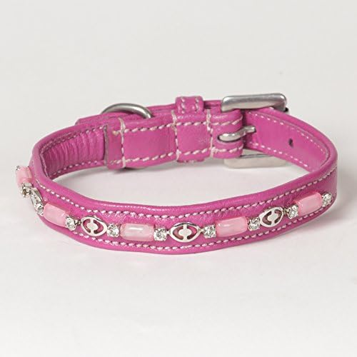 X-Small Beaded Rhinestone Soft Napa Leather Padded Utopia Dog Collar, Fits Neck Size 10" - 12"