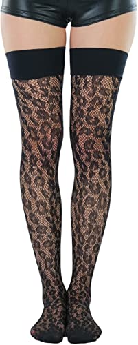Image of ToBeInStyle Women's Sexy Nylon Versatile Fine Fishnet Thigh High Stockings w /Opaque Band