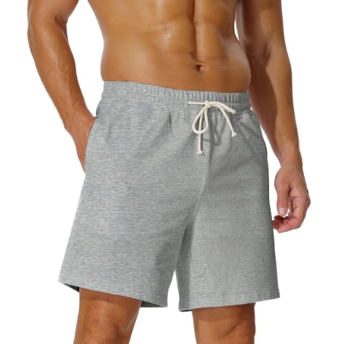 AIMPACT Men's Cotton Workout Shorts 7" Sweat Athletic Gym LightGrayXXXL