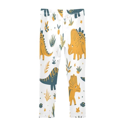 Bolaz Toddler Girls Leggings Printed Yoga Pants Leggings Yellow Green Dinosaur for Kids2