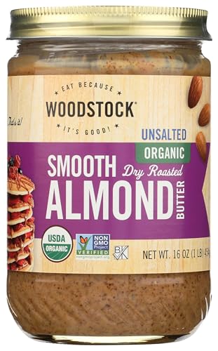 Woodstock Smooth Organic Lightly Toasted Almond Butter, Unsalted, 16 oz