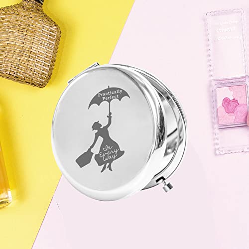 Keychin Mary Qoute Pocket Mirror Mary Fans Gift Practically Perfect In Every Way Umbrella Compact Mirror For Women Girls (Practically Perfect Mirror-S) #TOP4