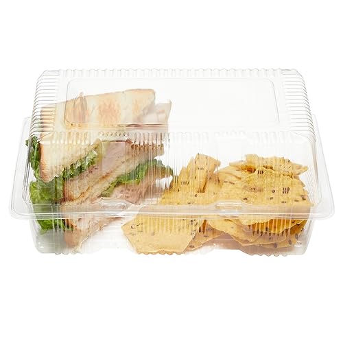 Juvale JZSXP 50 Pack Clear Disposable Food Containers With Hinged Lids, 9X6X4 Inch Plastic Take Out Boxes thumb #5