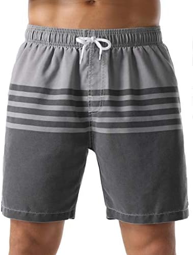 Nonwe Men's Beachwear Strip Casual Fit Soft Washed Swim Trunks Gray 36