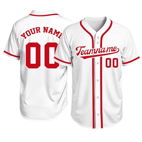 Image of Custom Baseball Jersey Personalized Stitched or Printed Name Number Baseball Shirt Sports Uniform Gifts for Men Women Youth