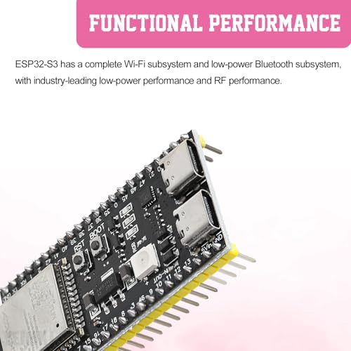 YEJMKJ 2 Pieces ESP32 S3 Development Board N8R8 ESP WROOM 32 S3 WiFi+Bluetooth Internet of Things Type-C Core HAT ESP32-S3 Cores Microcontroller Processor WiFi + Bluetooth MCU Module, Dual Type-C - Image 3