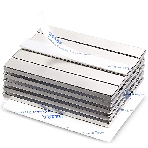 Image of MIKEDE Strong Neodymium Magnets Rectangular Magnetic Small Powerful Rare Earth Magnet for Crafts Refrigerator Office Classroom Kitchen 60x10x3 mm Silver 25 Pack