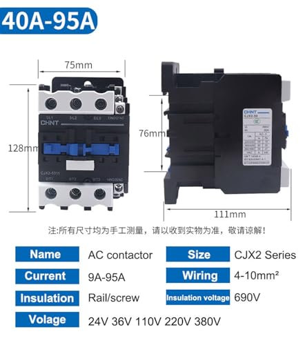 Contacteur CA CJX2-0910 110V pour commande de moteur électrique triphasé - 7
