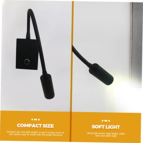 SEWACC LED Bedside Reading Light Flexible Gooseneck Wall Mount Lamp for Bedroom Soft Hose Study Light Eye Caring Design for Night Reading and Studying