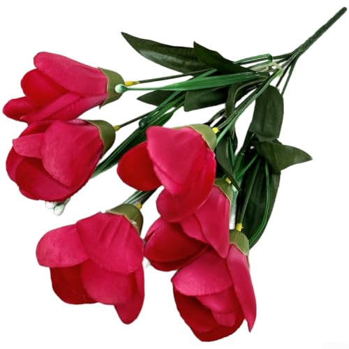 Tulipanes artificiales decorativos de 38 cm con tallos de seda de plástico para fiestas 2