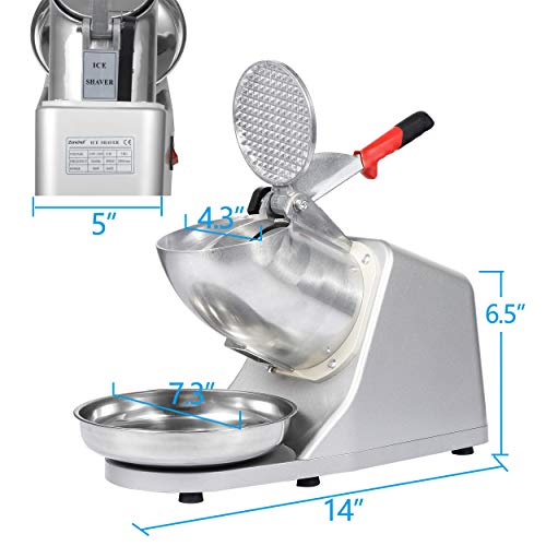 Zeny Electric Ice Crushers 300W 2000R/Min W/Stainless Steel Blade Shaved Ice Snow Cone Maker Kitchen Machine (Silver) #TOP2